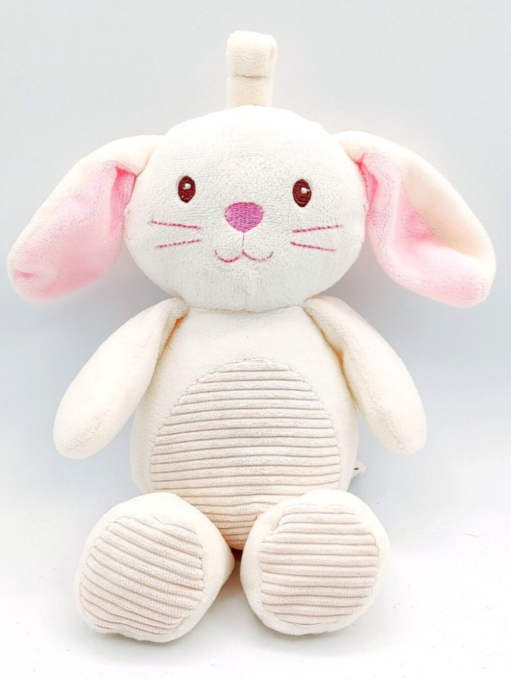 Kellytoy Plush Rabbit Plush Rattle Lovey Crinkle Ears Cordy Tummy & Feet 10"